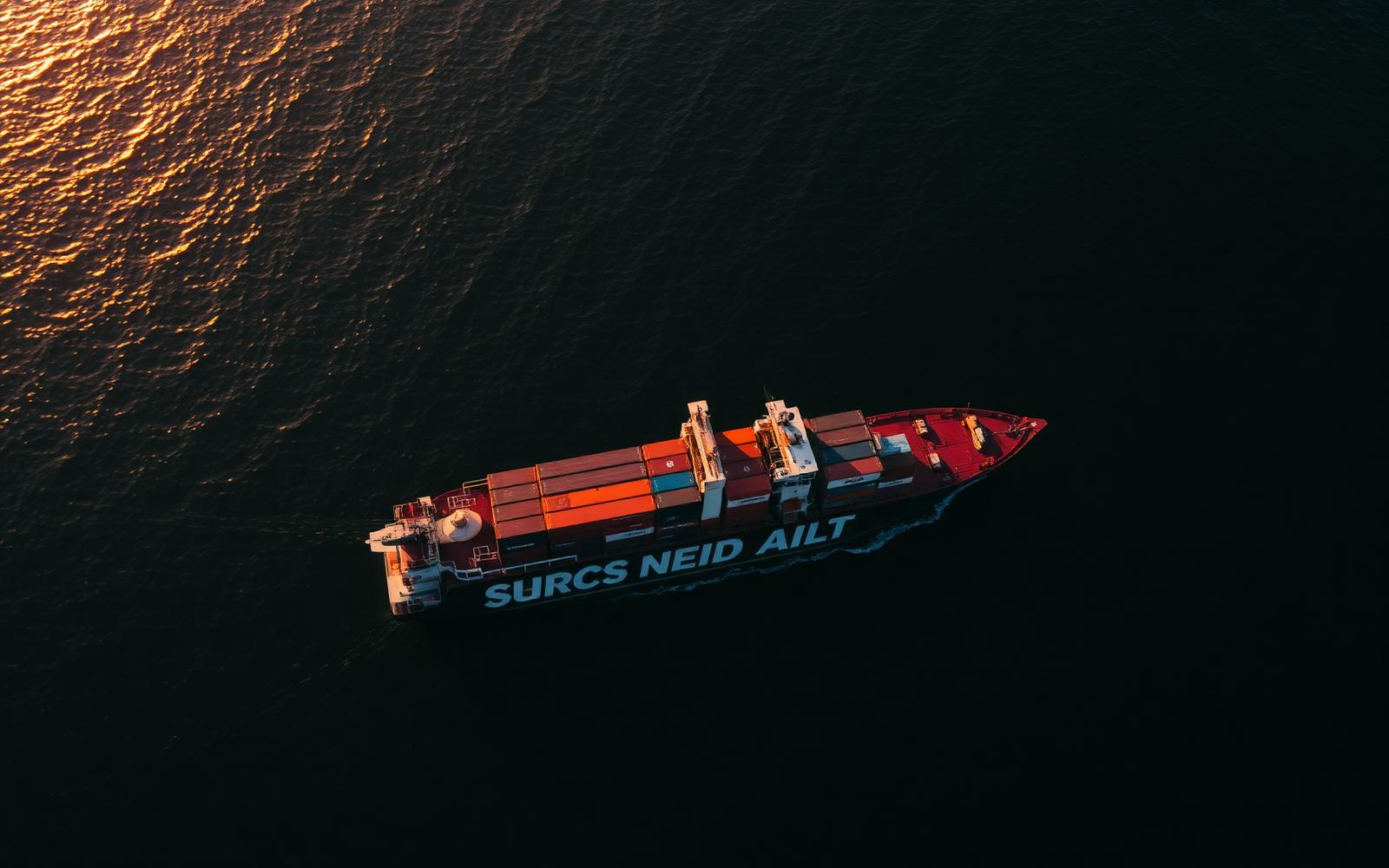 Container ship at sea